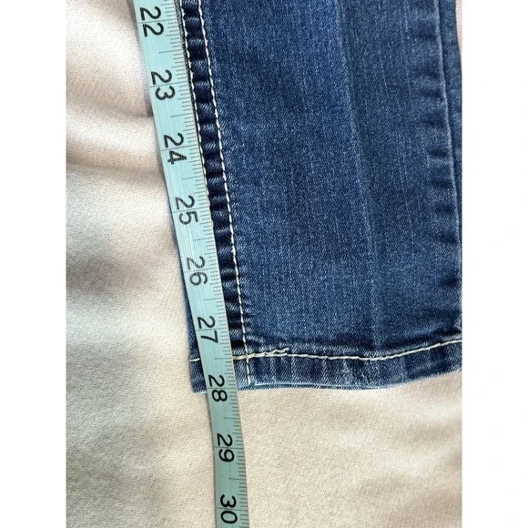 Bongo Skinny Crochet Sequins Med Wash Denim Jeans Size 7 Low Rise Pockets - Picture 8 of 8